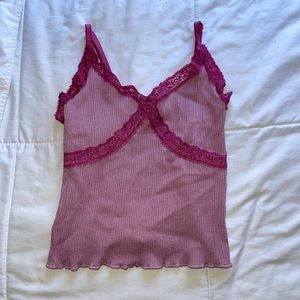 Pink lace tank